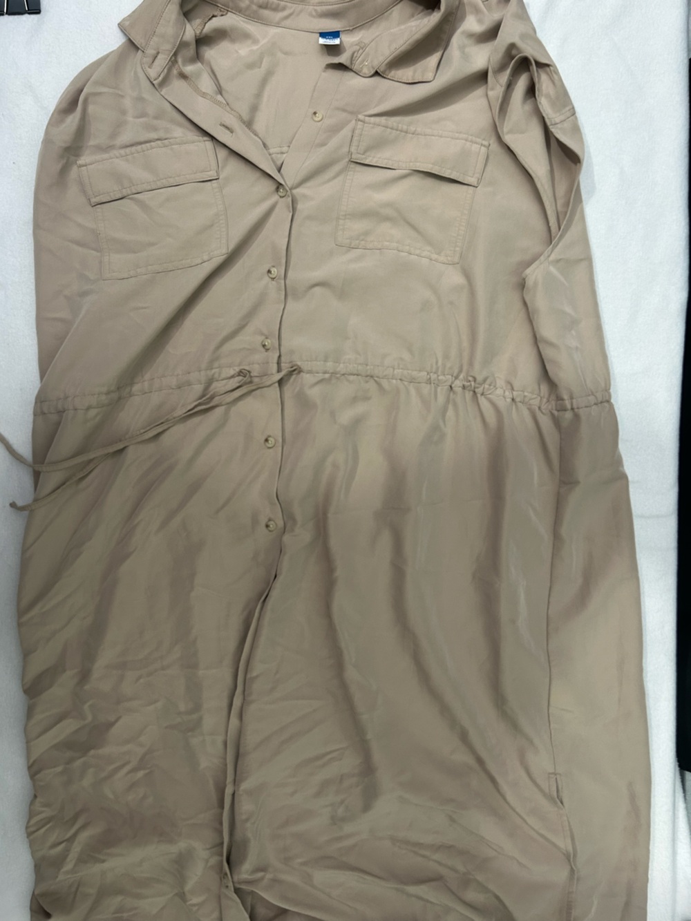 Old Navy Beige/Tan Maxi Shirt Dress
